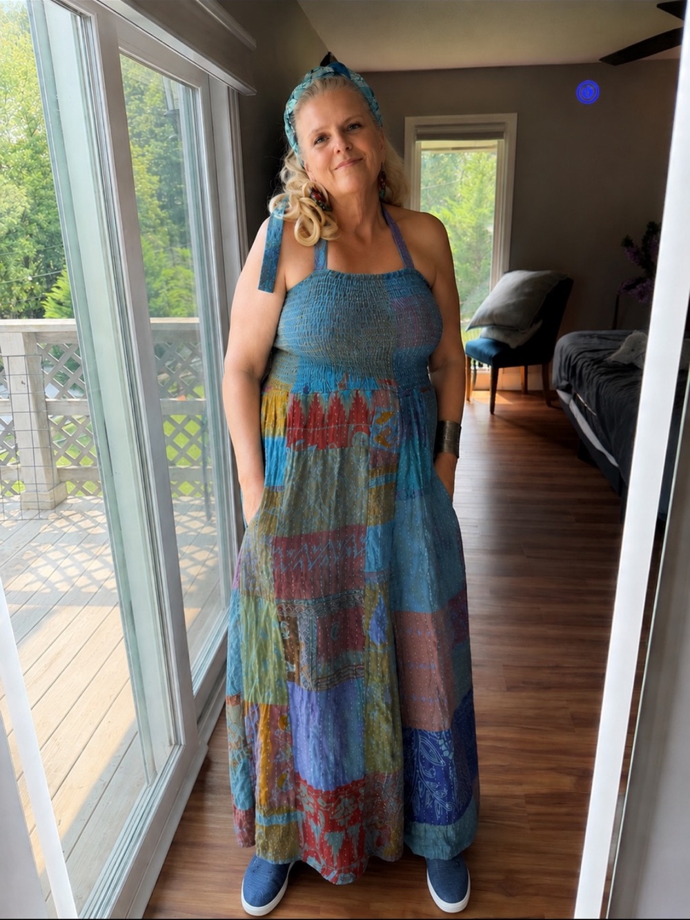 Kantha overdyed Blue Vintage Jumpsuit